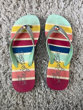 Brighton Multicolor Striped Flip Flops - Mint Straps